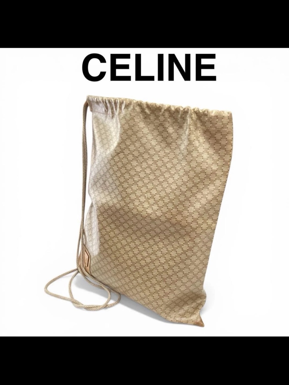 Celine Beige Monogram Drawstring Backpack